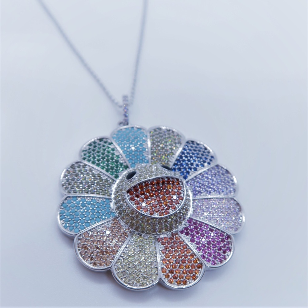Silver Takashi Murakami Flower Necklace